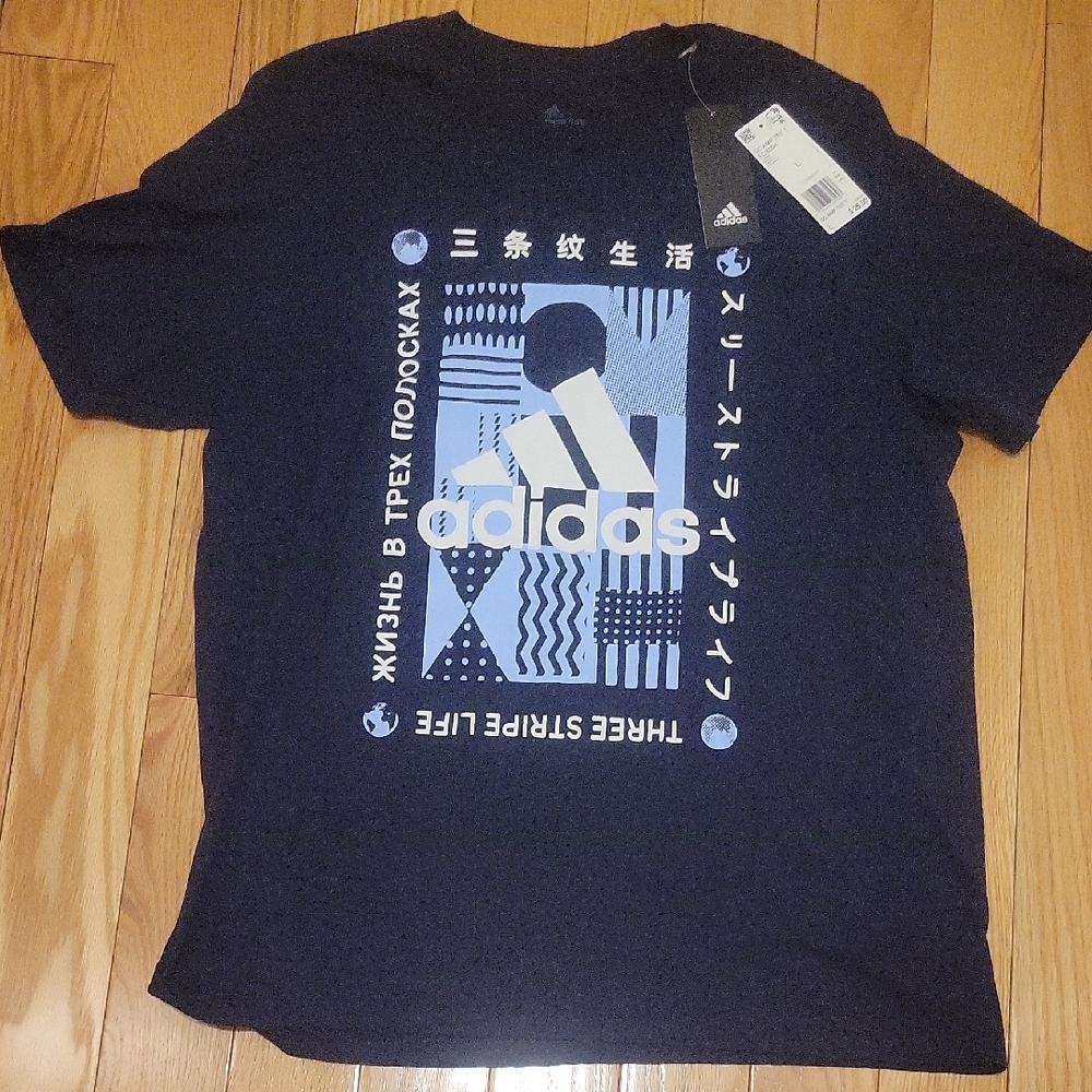 Adidas Navy Graphic Tee - Short Sleeve